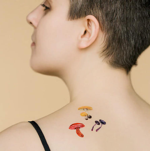 Colorful Mushrooms Tattoo Sheets