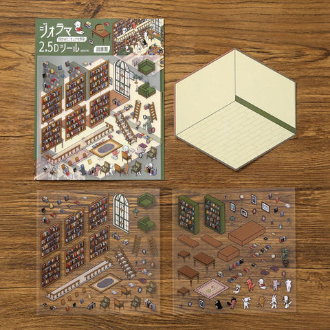 Library Isometric Sticker Scene