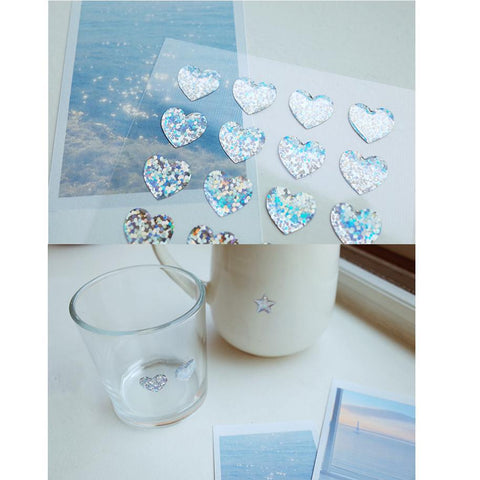 Plain.54 Holo Glitter Heart Stickers