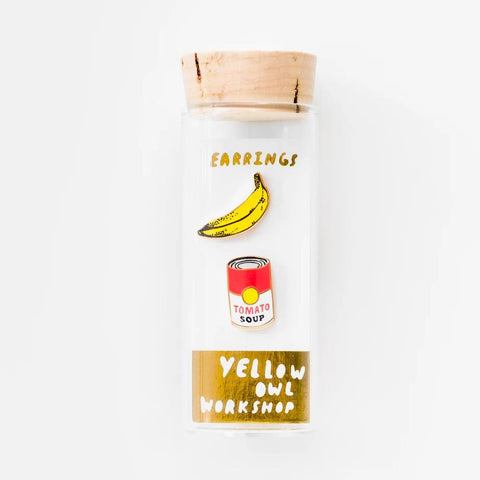 Pop Art Banana + Soup Earrings