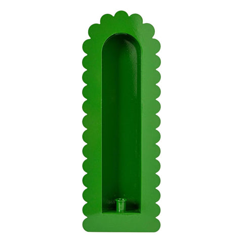 Green Scalloped Edge Taper Candle Metal Wall Sconce