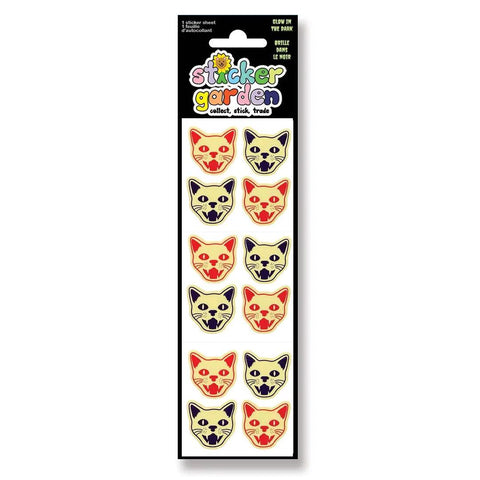 Glow in the Dark Cats Vintage Sticker Sheet
