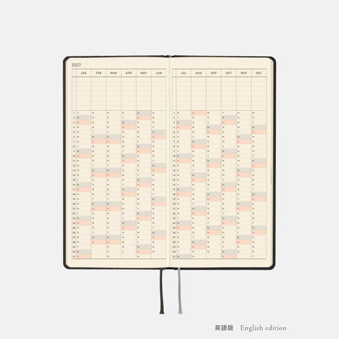 Hobonichi Techo Weeks 2027 Planner, Black Argyle