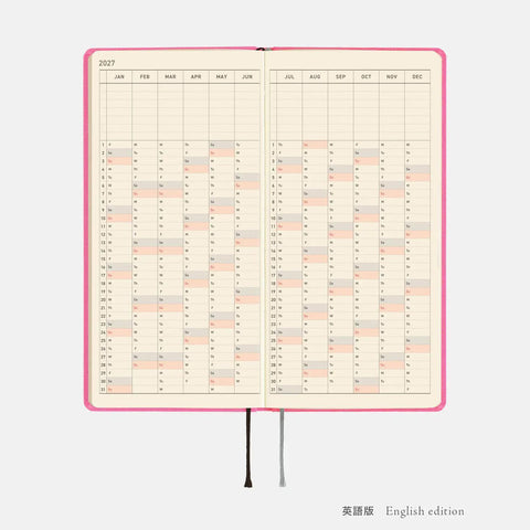 Hobonichi Techo Weeks Mega 2027 Planner, Pink Sapphire