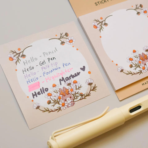 Jackalope's Garden Sticky Notes, Cream