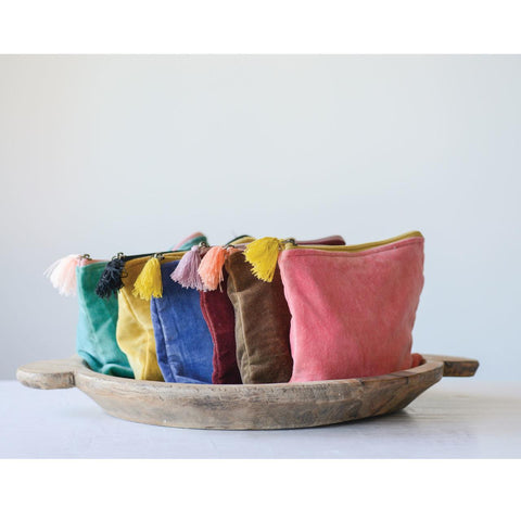 Cotton Velvet Zip Pouches