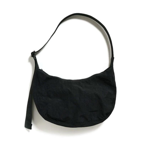 Medium Nylon Crescent Bag: Black