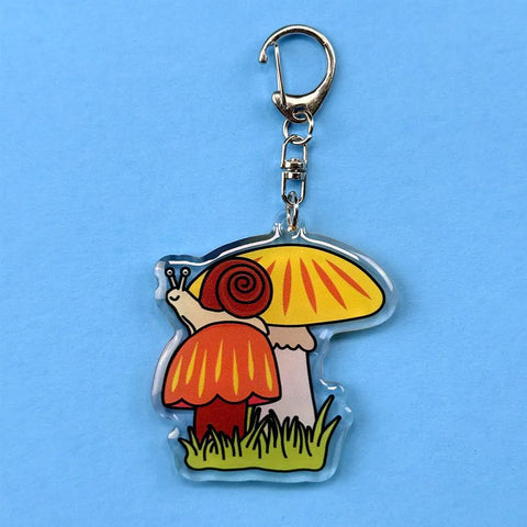 Mushroom + Snail Keychain
