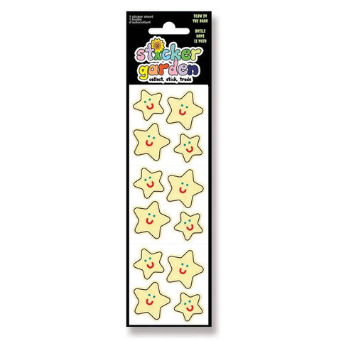 Glow in the Dark Happy Stars Vintage Sticker Sheet