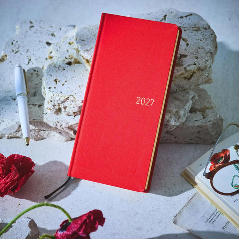 Hobonichi Techo Weeks 2027 Planner, Poppy Red