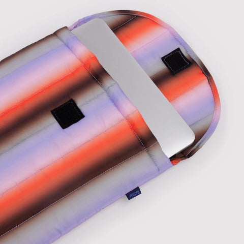Puffy Laptop Sleeve: Gradient Strip Poppy + Lilac, 16"