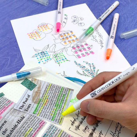 Zig Clean Color Dot Markers - Highlight Colors, Set of 6