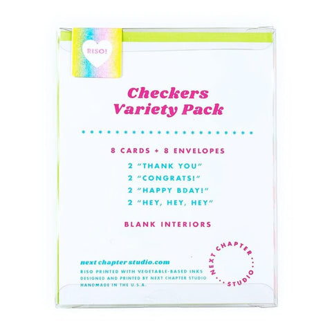 Checkers Variety Pack of Risograph Greeting Cards