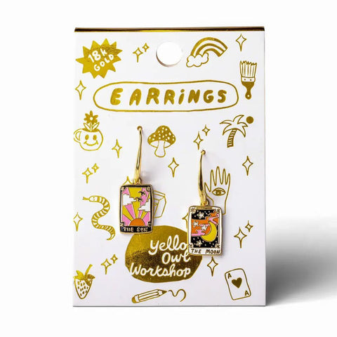 Sun + Moon Tarot Card Earrings