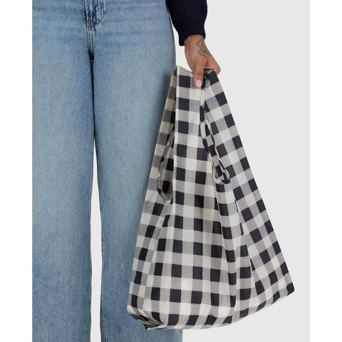 Standard Reusable Tote: Black + White Big Check