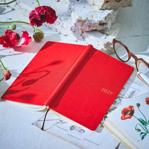 Hobonichi Techo Weeks 2027 Planner, Poppy Red