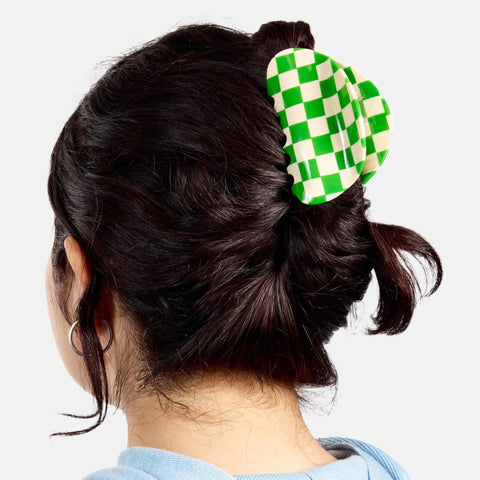 Checker Hair Claw in Green