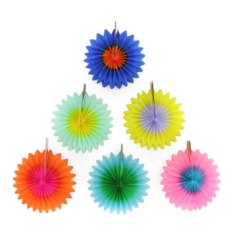 Mini Two-Tone Fans, Set of 6