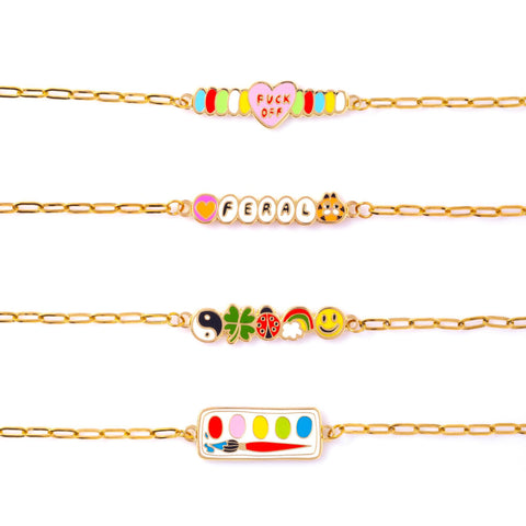 Chain + Charm Adjustable Gold Bracelets