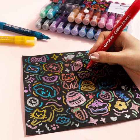 Medium Tip Iridescent Glitter Acrylic Paint Markers, Set of 24