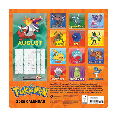 Pokémon 2026 Wall Calendar