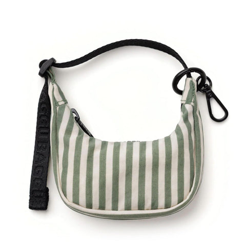 Crescent Bag Charm: Sage Stripe