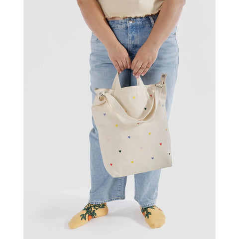 Zip Duck Bag: Embroidered Hearts