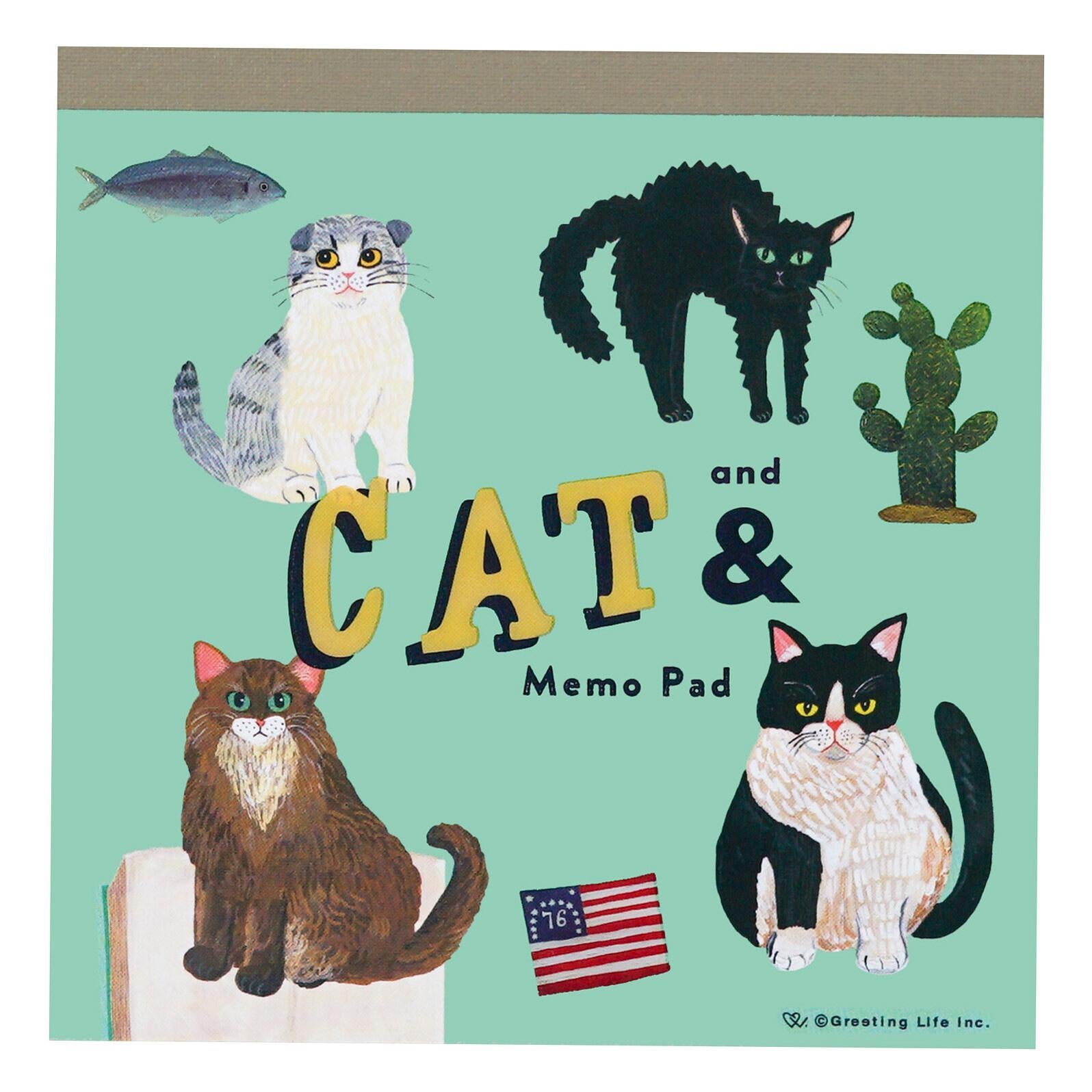 Sodeyama Kahoko Cats Memo Pad, Green – Zakka Joy
