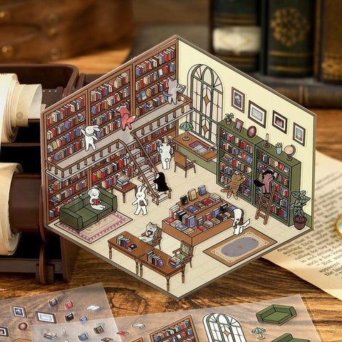 Library Isometric Sticker Scene