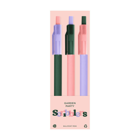 Scribblers Ballpoint Pens, Sets of 3