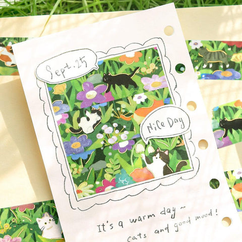 Cats in a Flowering Meadow Washi Tape