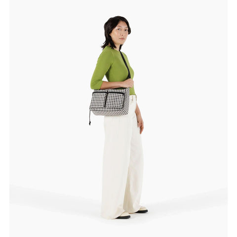 Medium Cargo Crossbody Bag: Black + White Gingham
