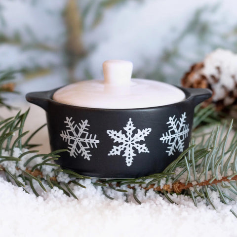 Black Snowflake Casserole Ceramic Trinket Box