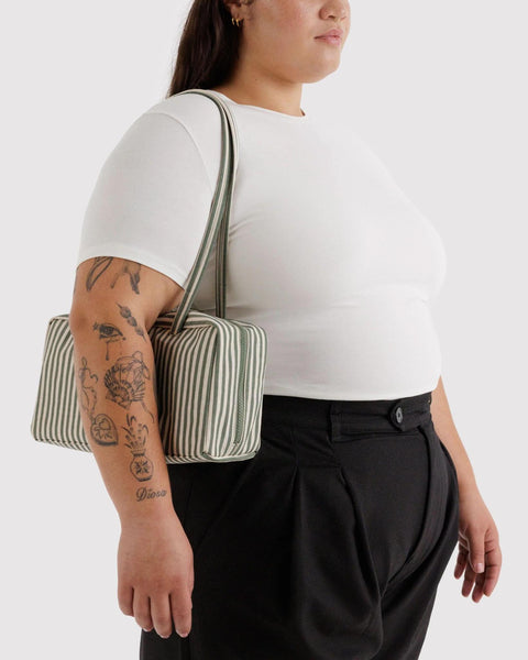 Nylon Bowler Bag: Sage Stripe