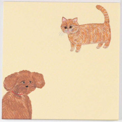 Sodeyama Kahoko Cats Memo Pad, Beige