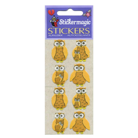 Owls Retro Fuzzy Stickers