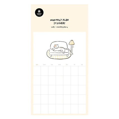 Monthly Plan Cat Calendar Sticky Memos