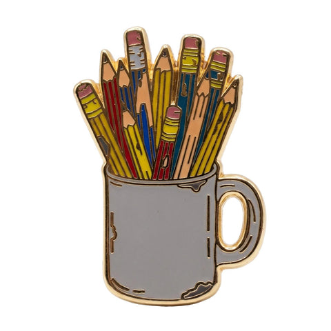 Pencil Cup Enamel Pin