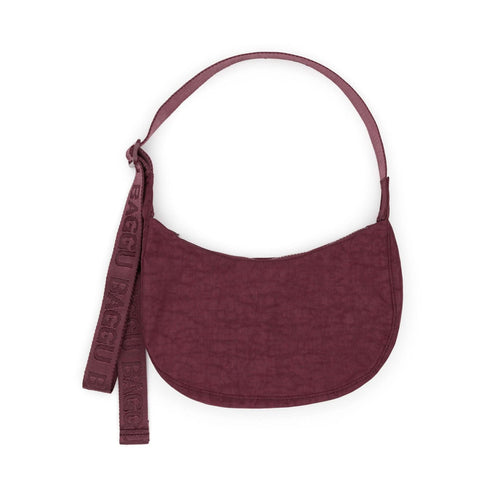 Small Nylon Crescent Bag: Mahogany