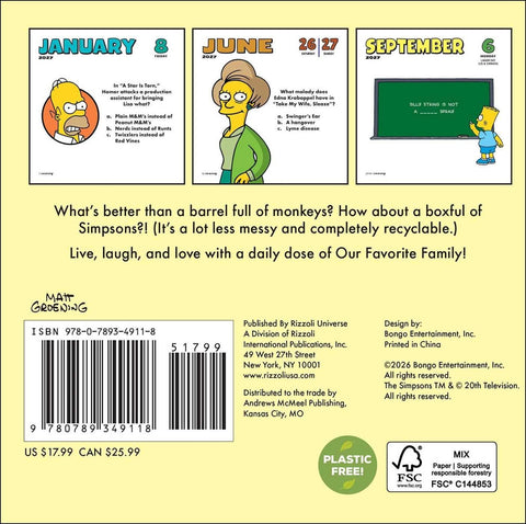 The Simpsons 2027 Day-to-Day Calendar