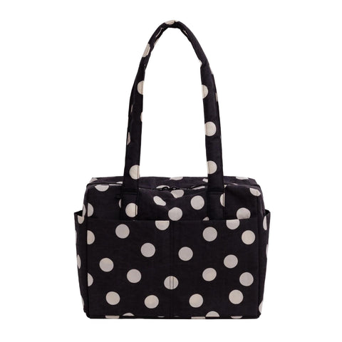 Everyday Cloud Bag: Black + Cream Polka Dot