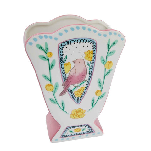 Scalloped Edge Bird Vase