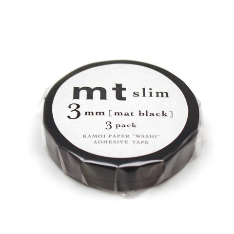 Matte Black 3mm Slim Washi Tape Set