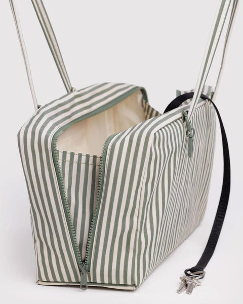 Medium Nylon Bowler Bag: Sage Stripe