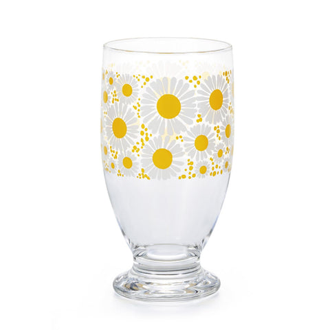 Retro Footed Glass Cup, Daisy