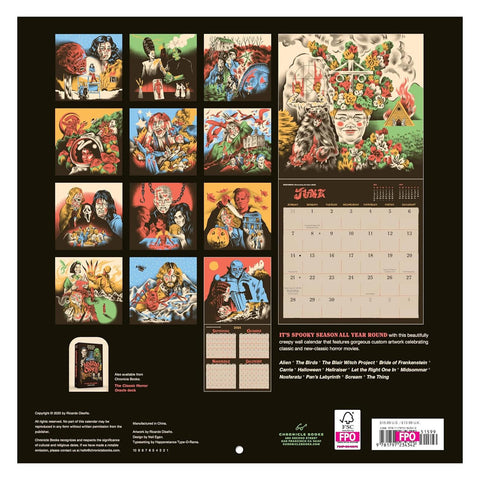 Classic Horror Movies 2026 Wall Calendar