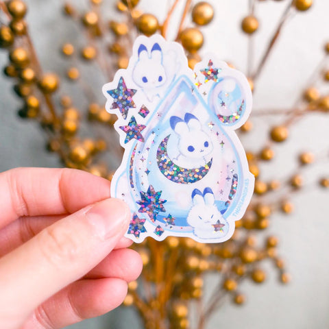 Moonstone + Bunnies Holographic Sticker