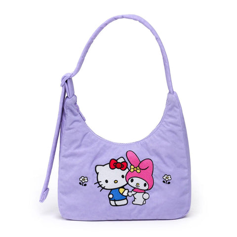 Mini Nylon Shoulder Bag: Embroidered Hello Kitty + My Melody
