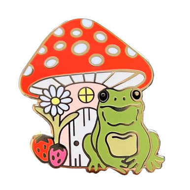 Mushroom + Frog Enamel Pin