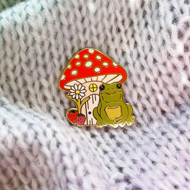 Mushroom + Frog Enamel Pin